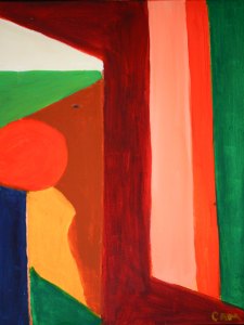 10A-3741-204 KESTRAL STEALS SUN BACK FROM COYOTE-16in.X20in.-Acrylic-on-Canvas