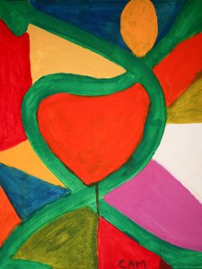 1A-3738-201 BIG HEARTED CHICKEN-16in.X20in.-Acrylic-on-Canvas